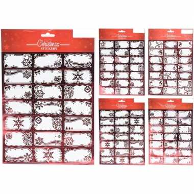 210x kerst cadeau naamstickers/etiketten rood