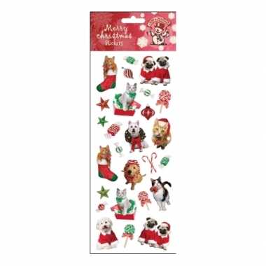 3x kerst stickervellen met 25 huisdieren stickers