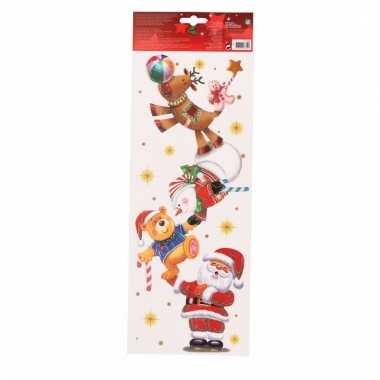 Kerst decoratie kerst raamsticker kerstman met kerstfiguren 42 cm