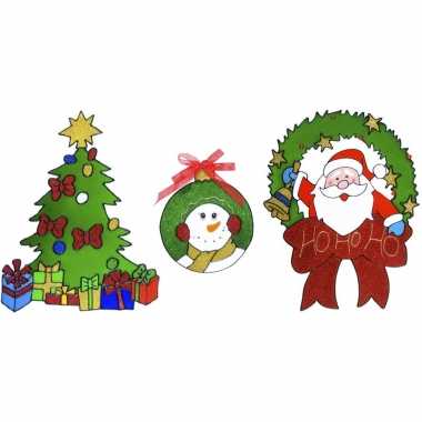 Kerst thema kerst raamstickers set van 3x stuks van 18 tot 30 cm