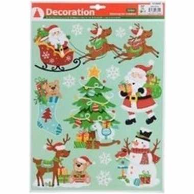 Kerstversiering kerst raamsticker type 4 kerstman en sneeuwvlokken 29