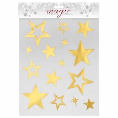 Kerstversiering kerst raamstickers gouden sterren plaatjes 30 cm