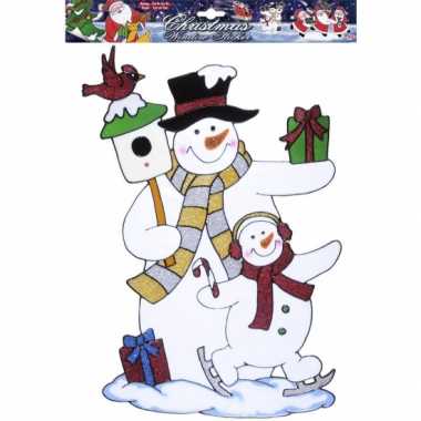 Sneeuwpop kerst raamsticker herbruikbaar