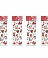 4x kerst stickervellen met 25 huisdieren stickers