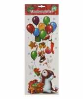 Kerst raamsticker sneeuwpop met ballonnen