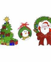 Kerst thema kerst raamstickers set van 3x stuks van 18 tot 30 cm