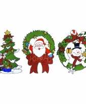 Kerst thema kerst raamstickers set van 3x stuks van 30 cm